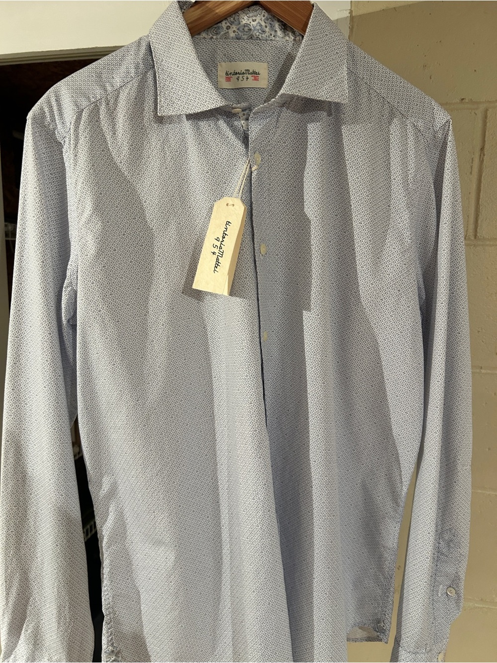 Men's Blue Patterned Button Down Shirt